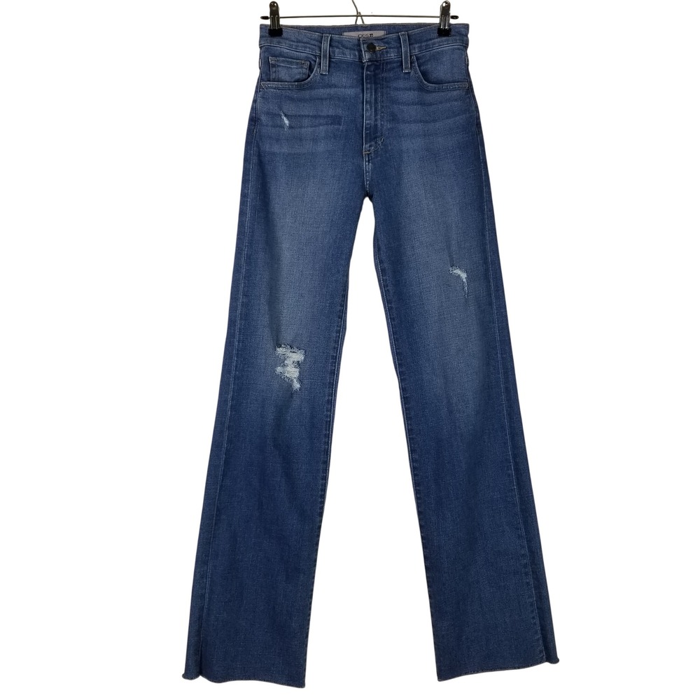 Joe's Jeans Belenos Straight Leg Women 25 Blue Distressed Raw Hem